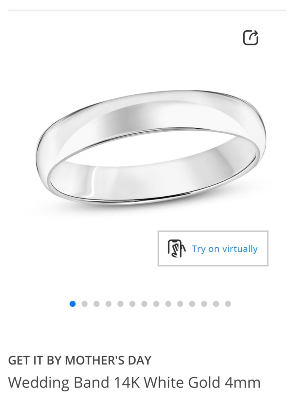 Kay Jewelers 14K White Gold Wedding Band Size 8 $1199 Retail 4mm Comfort Fit